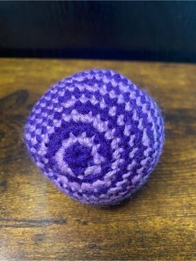 Handmade 1x Crocheted Juggling Bag -eal & Purple Stripes  10” diameter standard